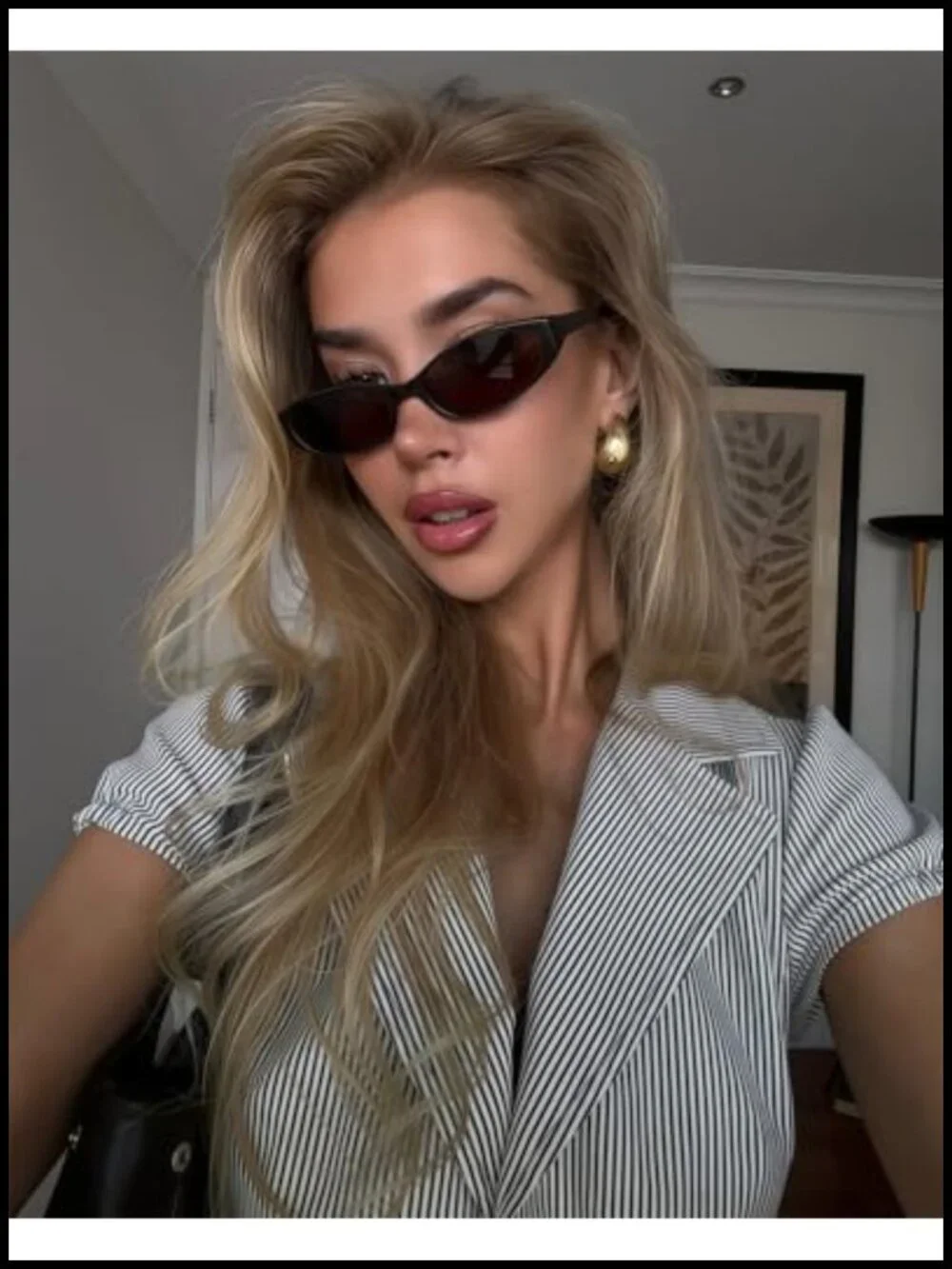 Retro Oval Cat Eye Sunglasses Small Lightweight UV Protection